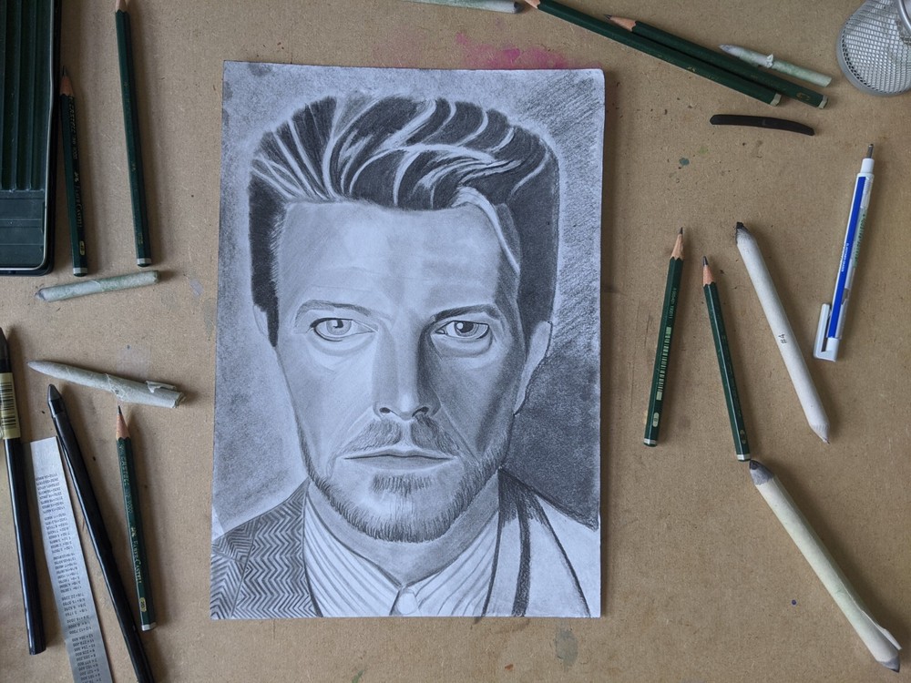 David Bowie Pencil Drawing Art Print A3