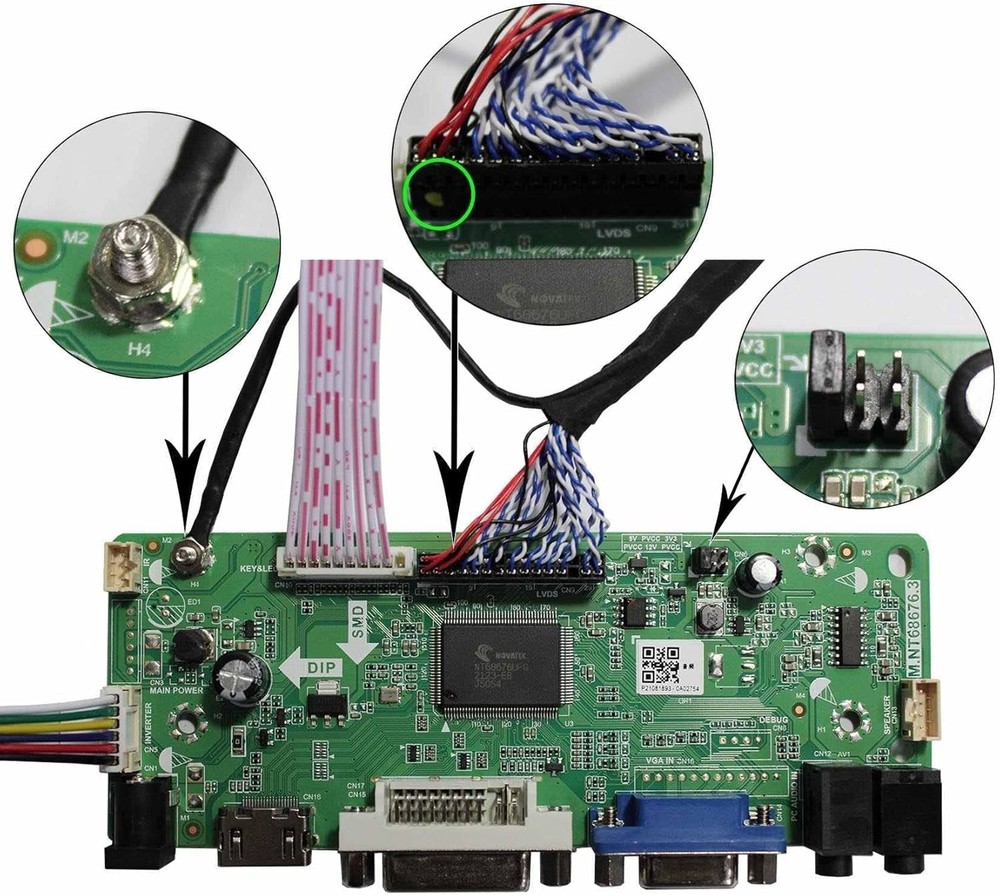 DVI VGA LCD Controller Board for 17" Screens - Fix DV170YGM/N10 Cut-off Issues