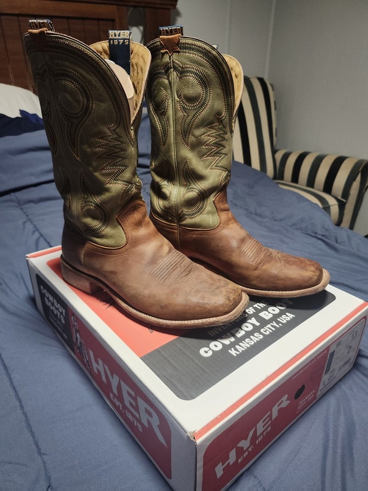 Hyer Boots The Codells Size 13D Mens Brown Leather Olive Goat Upper