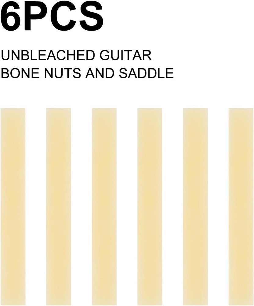 6Pcs Unbleached Guitar Bone Saddle, Blank Guitar Bridge Saddle, Pure Bone
