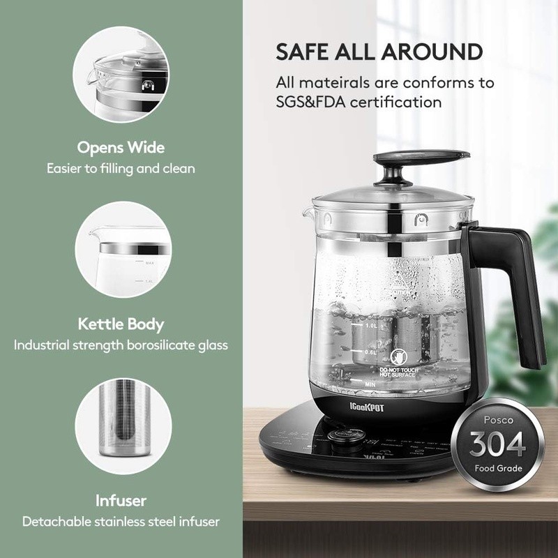 Programmable Electric Kettle Precise Temp Control Multi-Function Tea Maker Kit