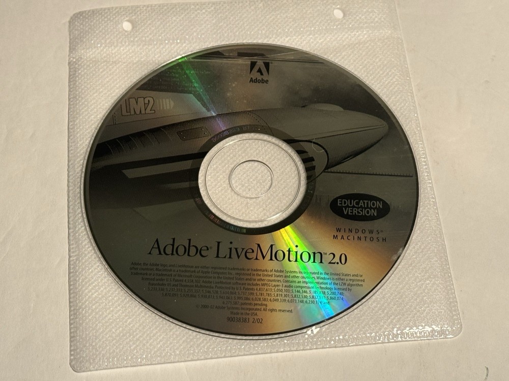 ADOBE LiveMotion 2.0 Education Version For Windows & Mac  Disc only