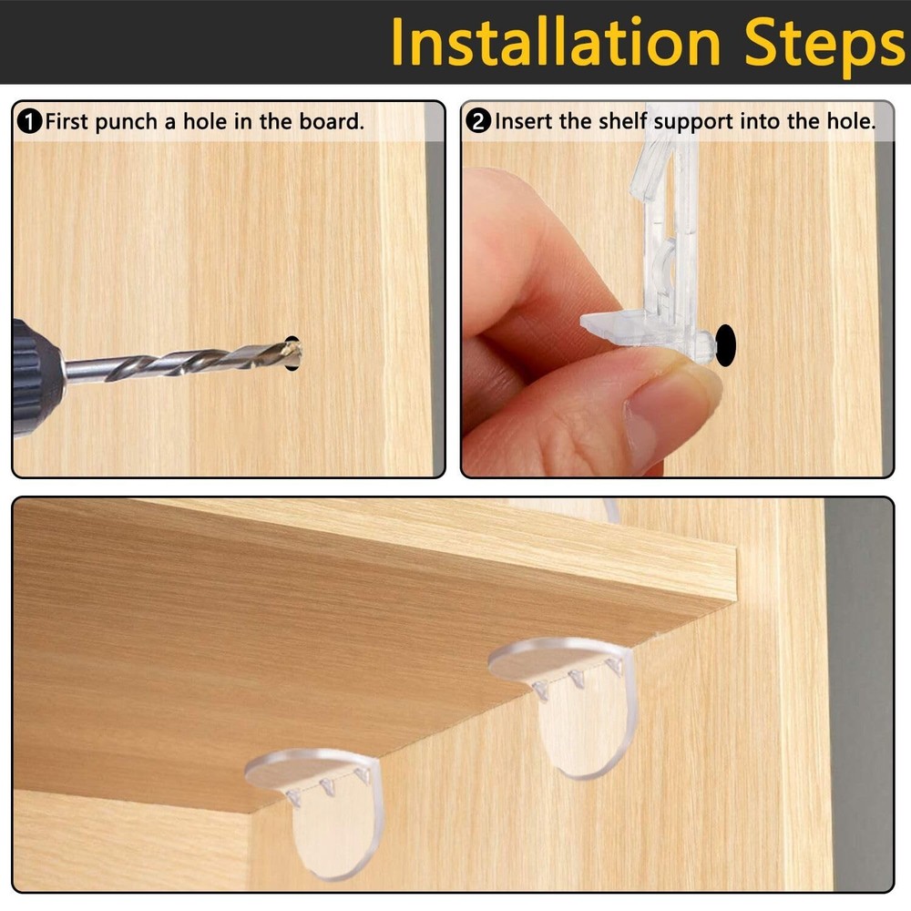 20pcs Plastic Locking Shelf Support Pegs,6mm Shelf Pins ,Self-Locking Bracket...