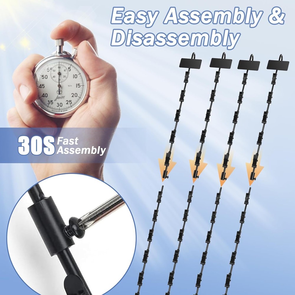Hanging Merchadise Strips with Hooks,32 inches Chip Display Rack Stand Black