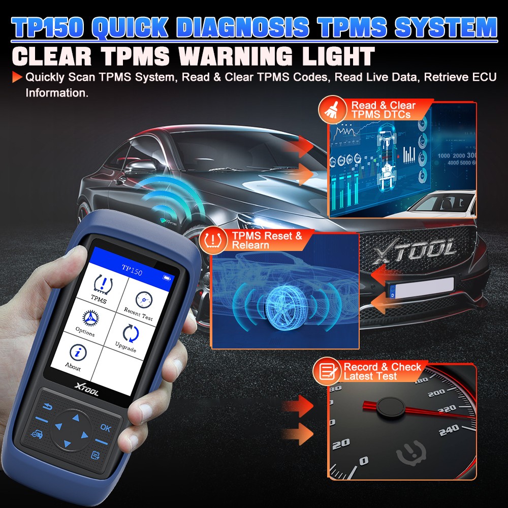 XTOOL TP150 Car TPMS Scanner Tire Check Relearn TPMS Diagnostic Programming Tool