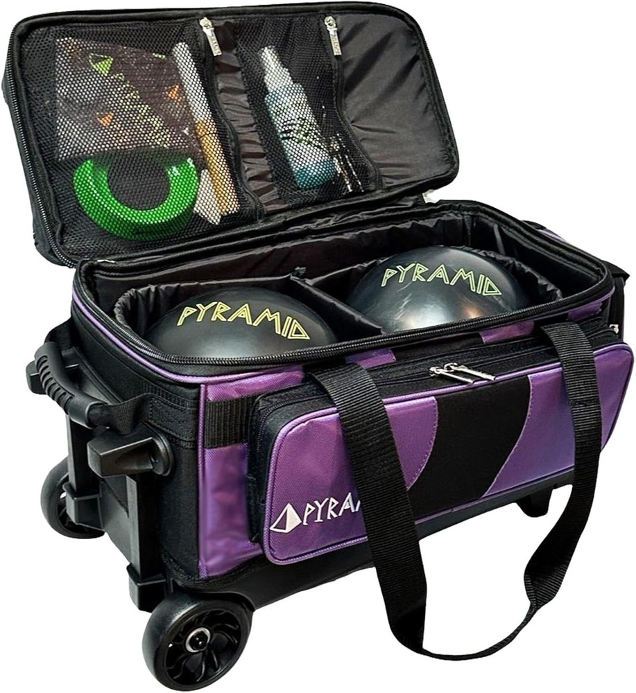 Large Capacity Bowling Bag with Accessory Pockets and Oversized Shoe Compartment