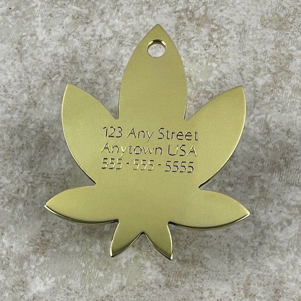 Custom Engraved Dog Tags Personalized Dog Collar BRASS Engraved MAPLE LEAF TAG