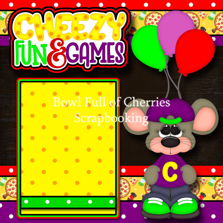 Cheezy Fun & Games 2 premade scrapbook pages printed paper piecing Cherry 0136