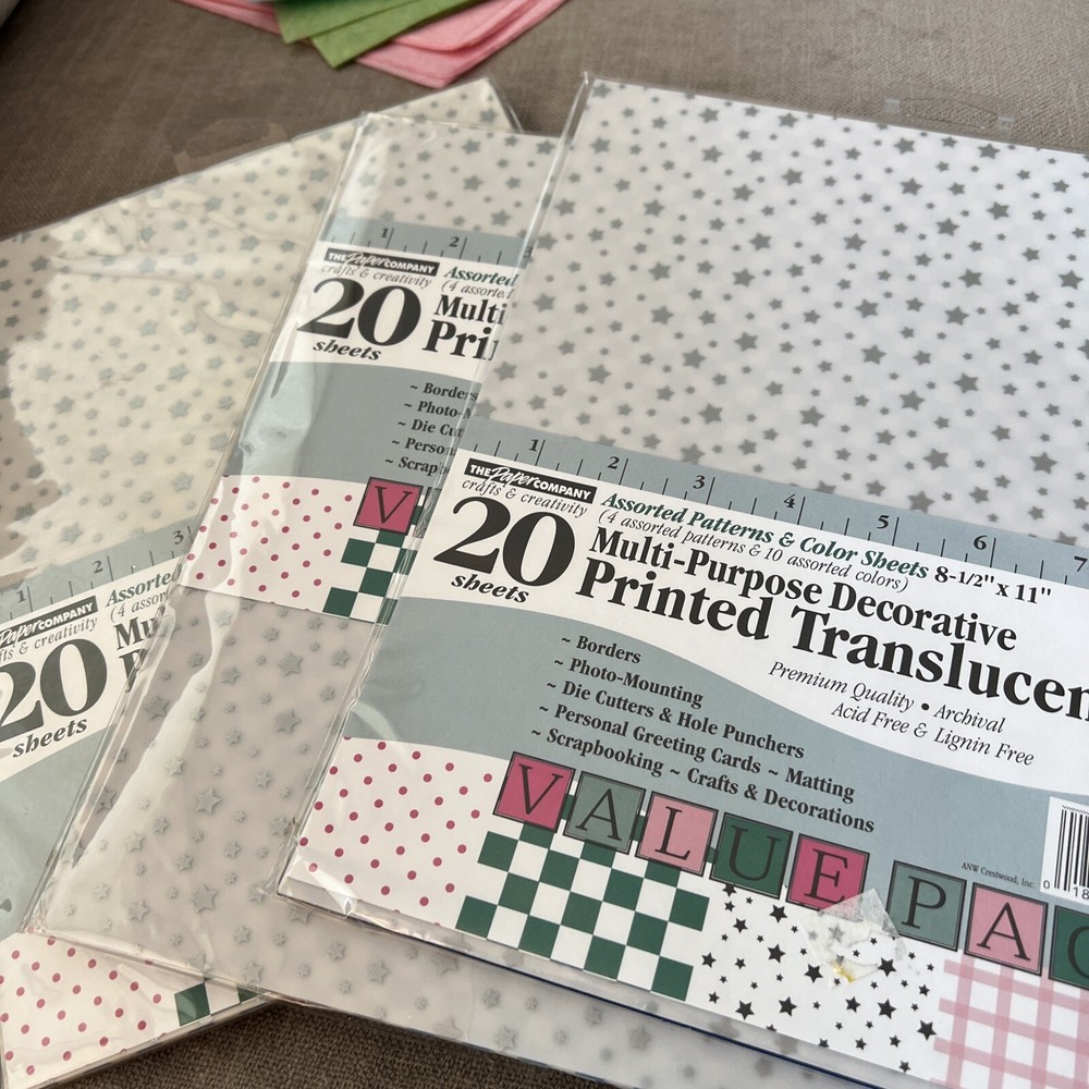 3 packages multipurpose printed translucent paper Vellum card making 60 Sheets