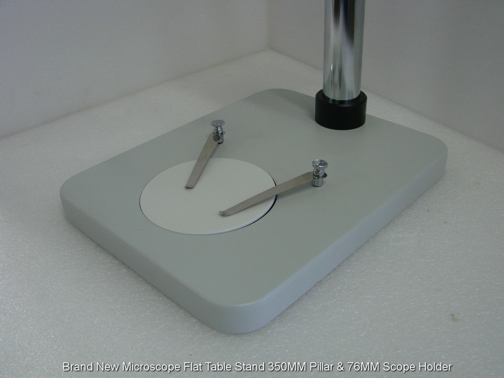 Brand New Microscope Flat Table Stand 350MM Pillar & 76MM Scope Holder