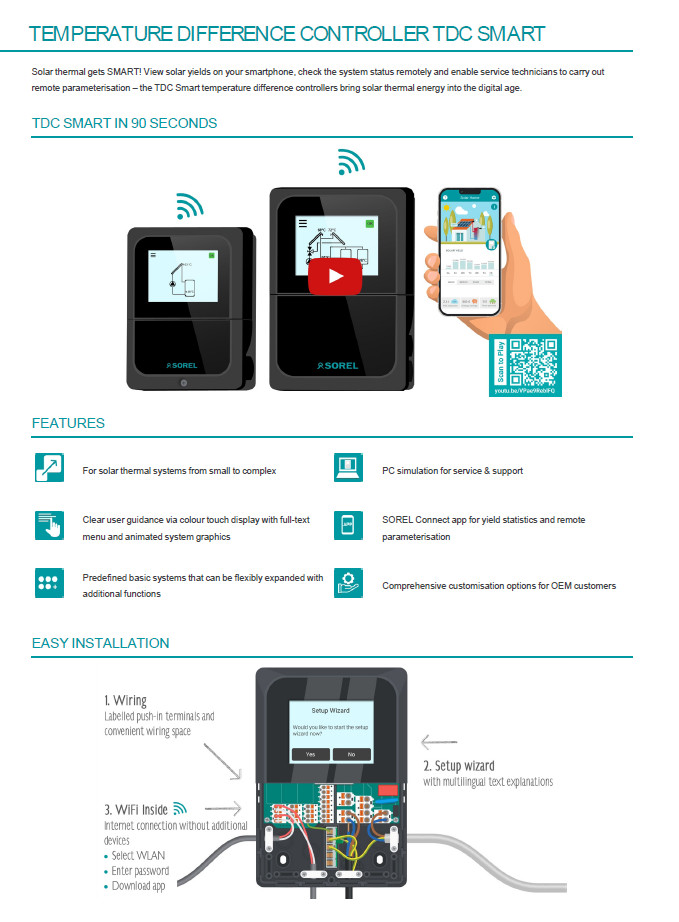 SOREL Solar Hot Water Heater Temp Difference Controller TDC Smart Compact WiFi