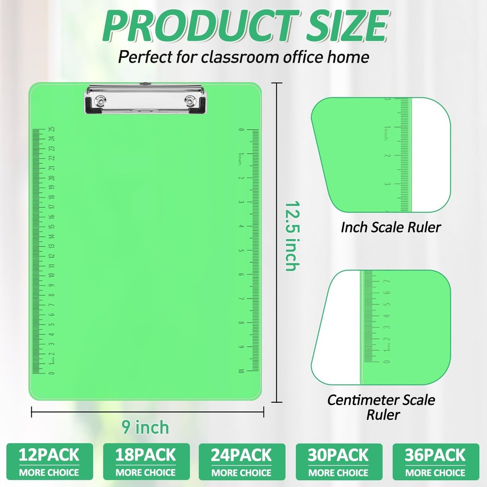 Plastic Clipboards 18 Pack Clear Colored Clipboards Low Profile Clip Board 12...
