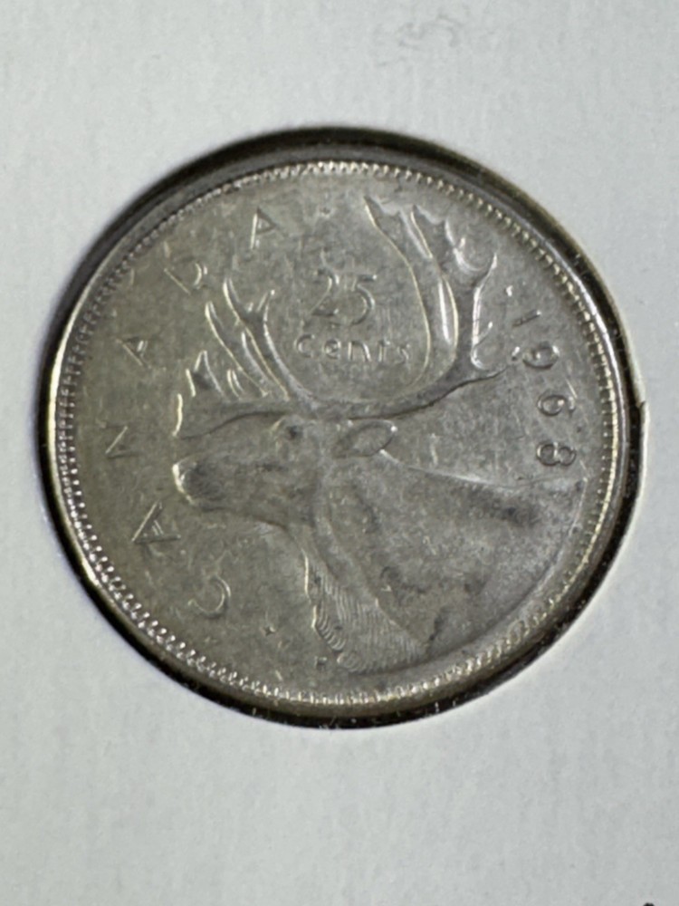 1968 Canada 25 Cents Silver Coin