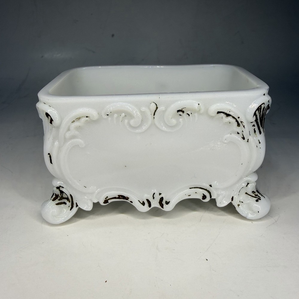 Antique Dithridge Milk Glass Vanity Dish