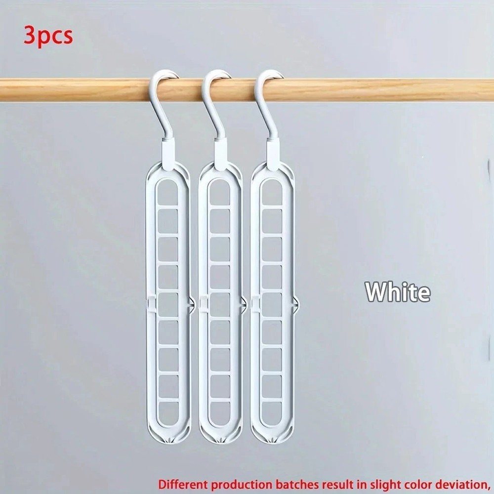 3pcs plastic 9-Hole Foldable Hangers, Heavy Duty Space Clothes Organizer