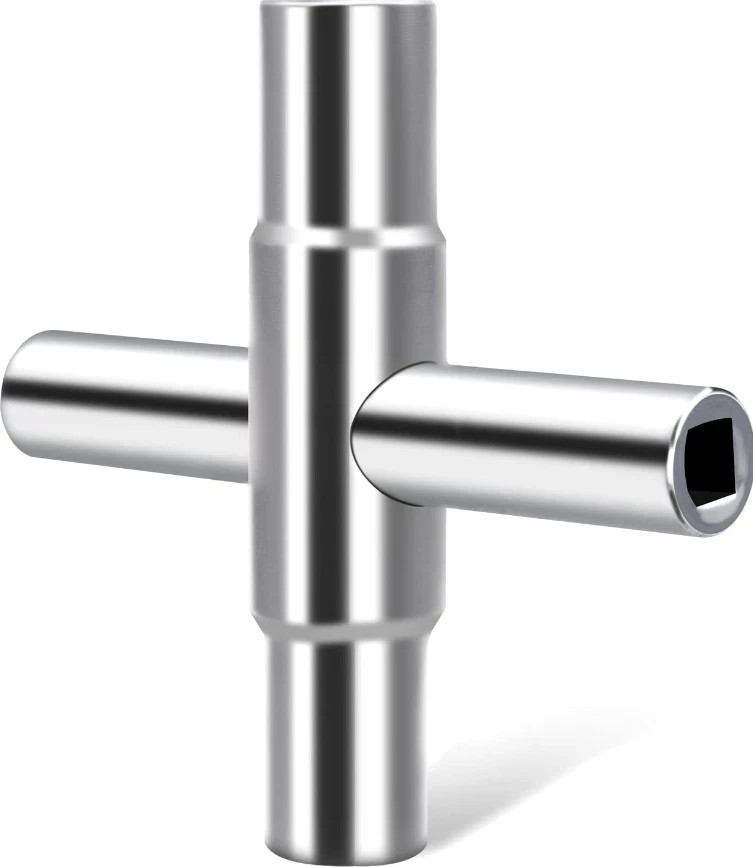 4-Way Sillcock Key For Outdoor Water Faucet Valves Residential Commercial Silver