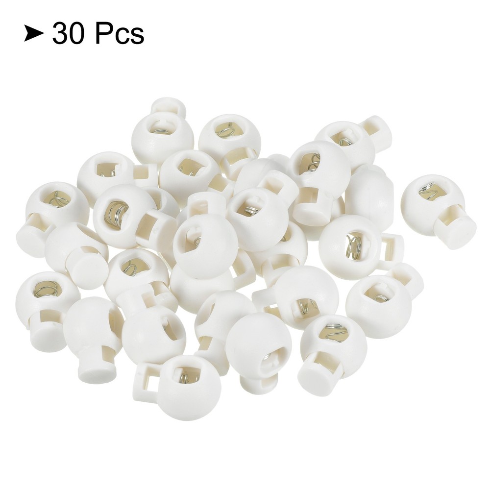 Cord Locks, 30 Pack Ball Spring Toggle Stopper, White
