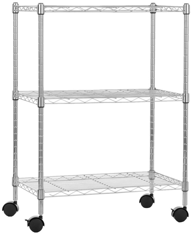 AmazonBasics 3-Shelf Adjustable Heavy Duty Storage Shelving Unit on 2'' PP Plast