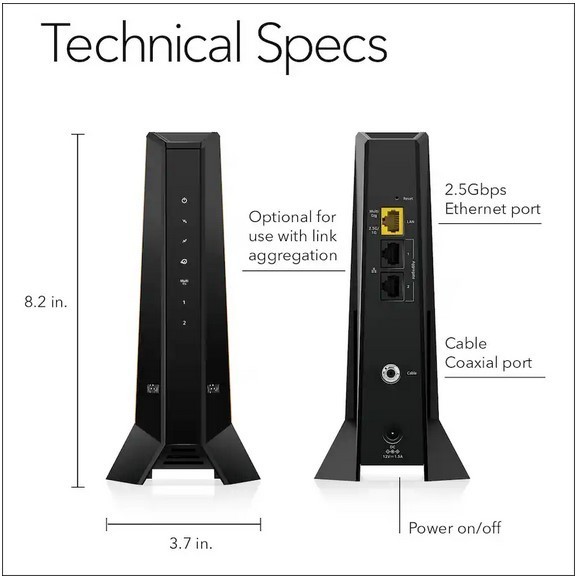 NETGEAR - Nighthawk Mid/High-Split DOCSIS 3.1 Cable Modem - Black