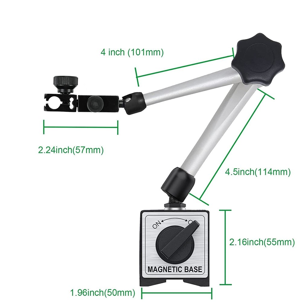 Adjustable Magnetic Base Dial Indicator Holder, 176Lbs/80Kg Max Pull