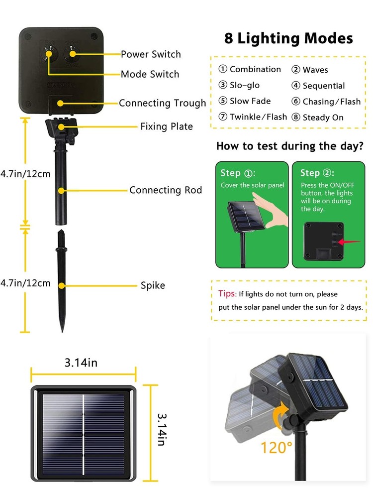 2 Pack 200 LED Solar String Lights for Outside, Solar Christmas Lights Outdoo...