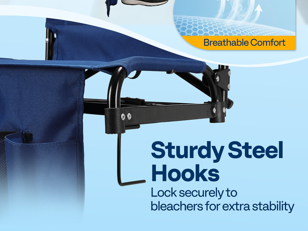 2 Pack Folding Stadium Seats w/ Back Support Portable Bleacher Chairs Cup Holder
