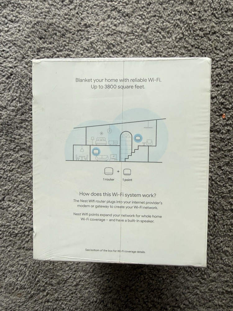 Google Nest Wifi Home Router System with Router + Point, White