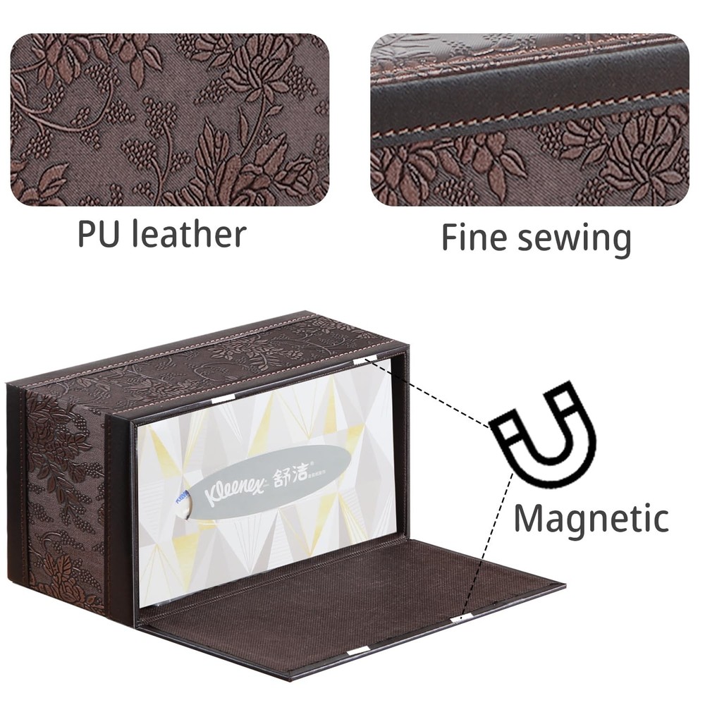Leather Tissue Box Cover Rectangle,Tissues Holder A Retro-embroidery
