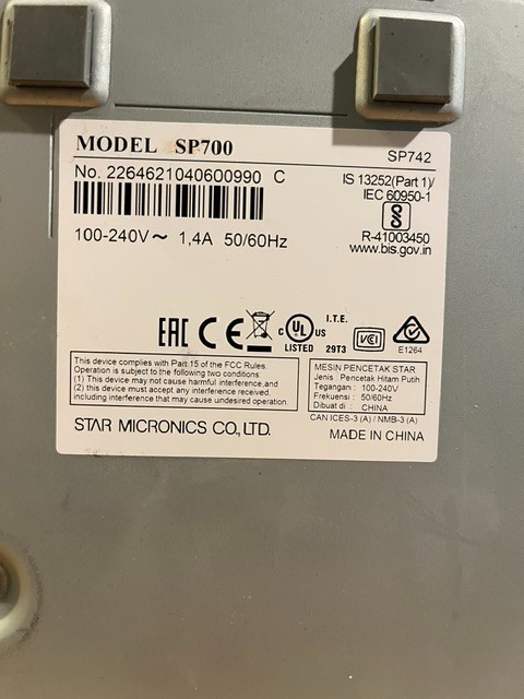 Star Micronics SP700 / SP742 Dot Matrix POS Receipt Printer