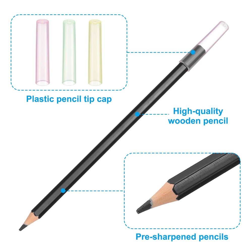Pre-sharpened Colored Pencil Set, 12 Pcs Pencils, Black