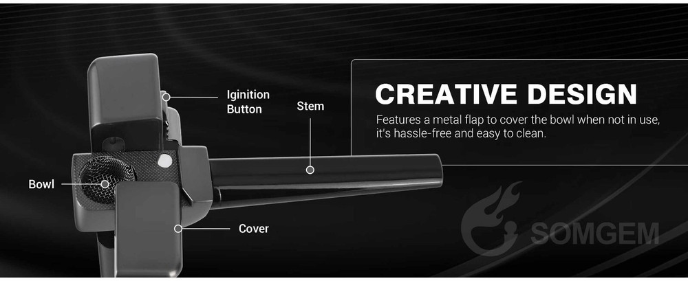 Portable Metal Lighter & Pipe Foldable Smoking pipe Multi-Functional Design