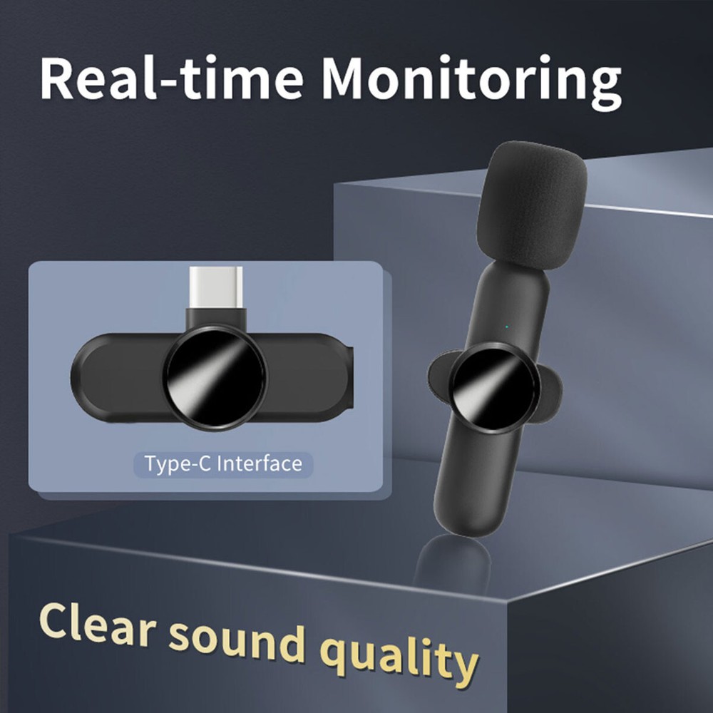 Mini Wireless Lavalier Microphone Audio Video Recording 2 Mic For IOS/Android