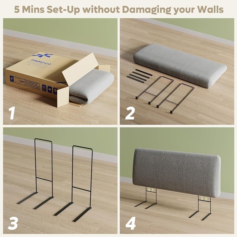 Height Adjustable Upholstered Headboard Comfortable Foam Easy Clean Installation