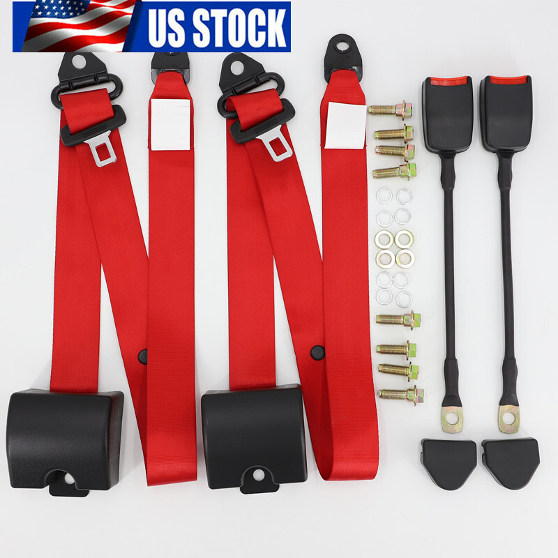 2 Sets  Cars 3 Point Harness Replace Adjustable Seat Belt Lap Strap Red