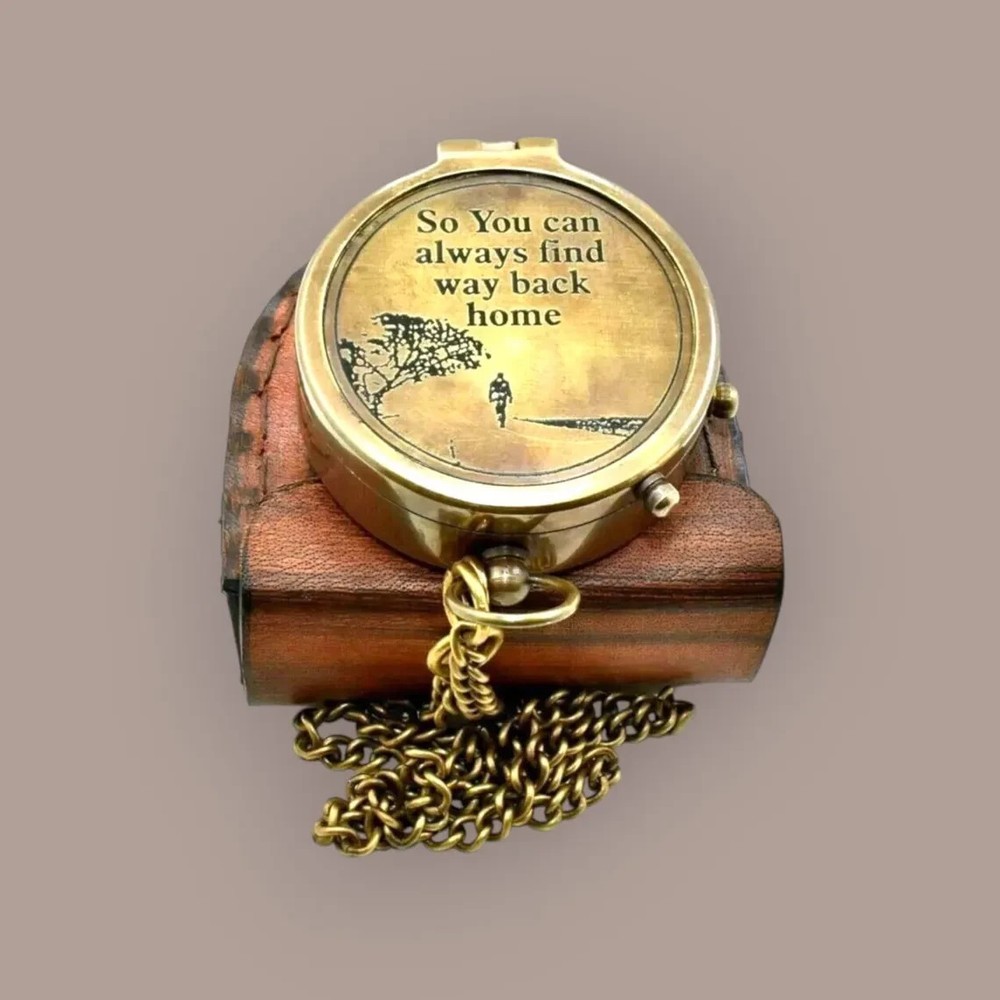Solid Brass Pocket Compass | Vintage Nautical Navigation Tool | Gift for Sailor
