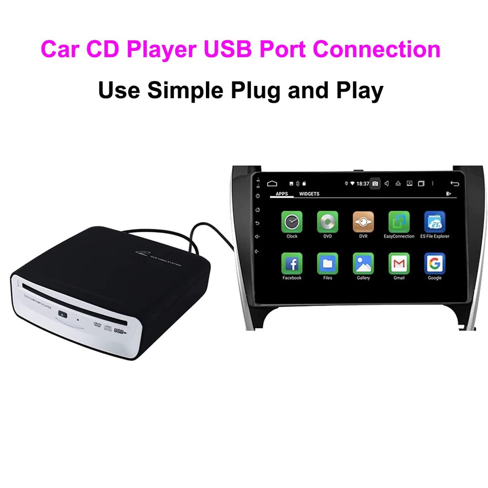 BDYING External Car USB CD Player Universal Plug and Play for Android Navigation