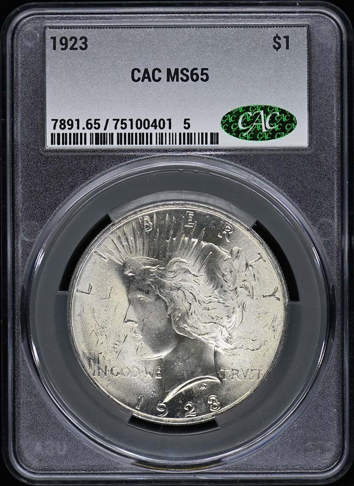 1923 $1 Peace Dollar CACG MS65