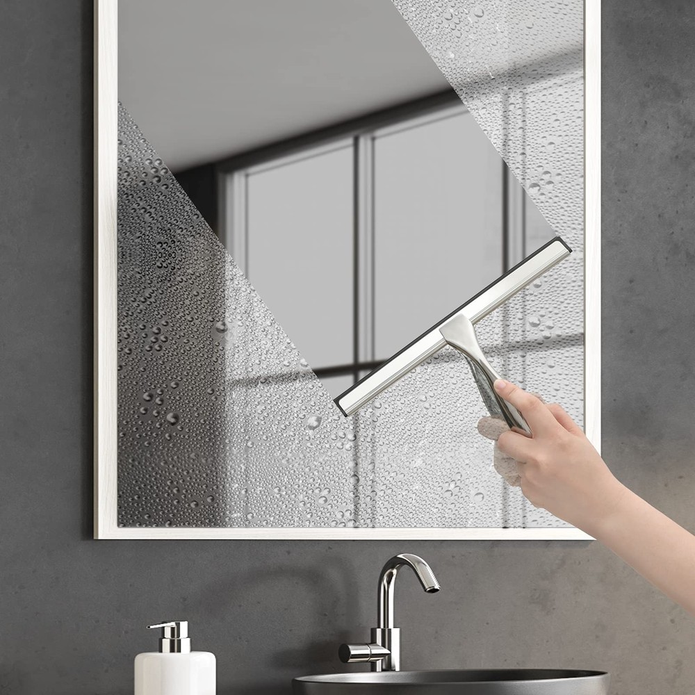 Hiware All-Purpose Shower Squeegee for Doors, 10-Inch, Silver