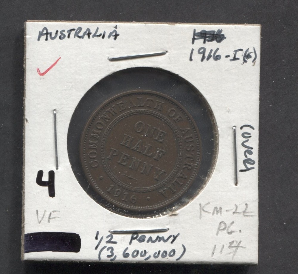 1916-Australia-VF-KM-22-1/2 Penni