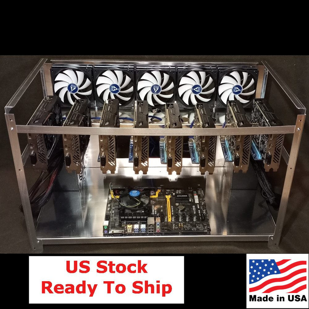 8 GPU Aluminum Mining Rig Frame Stackable Open Air Miner Case USA
