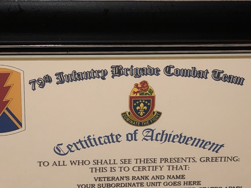 79TH INFANTRY BRIGADE COMBAT TEAM - COA / (COMMEMORATIVE CERTIFICATE)
