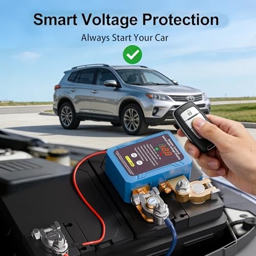 240A 12V Remote Battery Disconnect Switch Kill Switch with LED Voltage BLUE