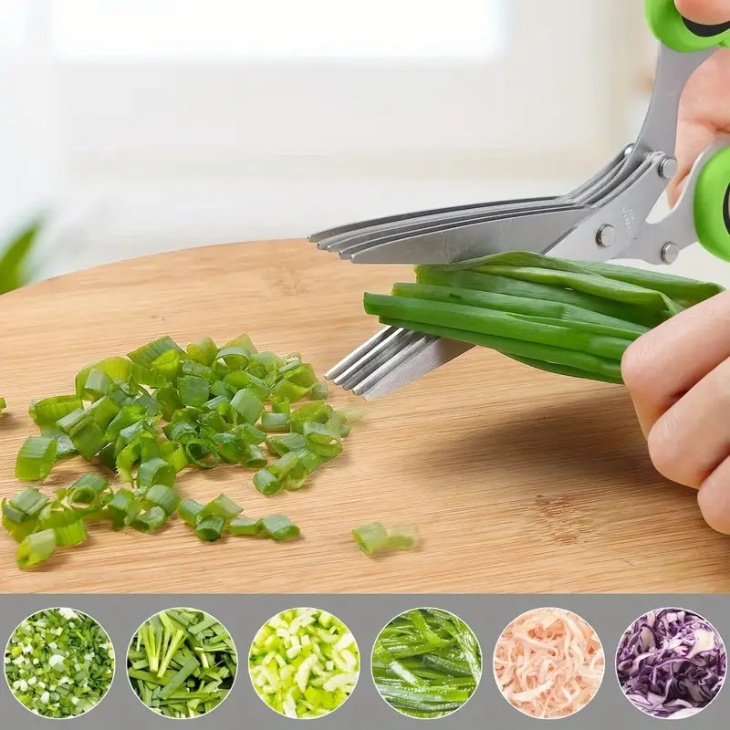 Stainless Steel 5 Blade Professional Shredding Scissors Sharp Herb Kitchen Tool