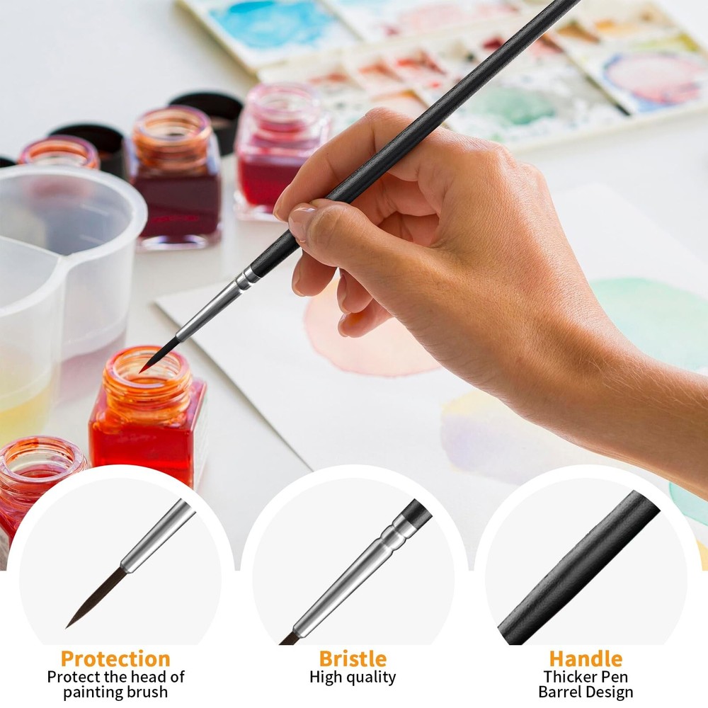 Tiny Detail Paint Brushes 60 Pcs Fine Set with 3 Small, Black