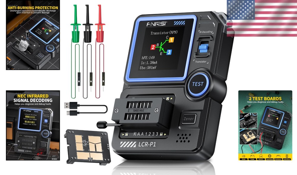 Palm-Sized Electronic Component Tester with Automatic Identification & Display
