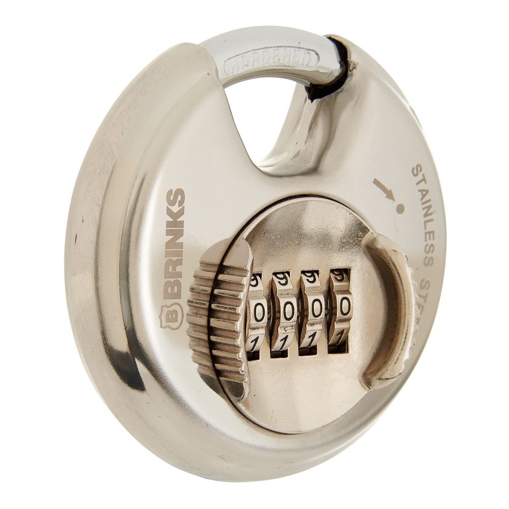 BRINKS Heavy Duty Combination Padlock 80mm Chrome Plated Lock with Hardened