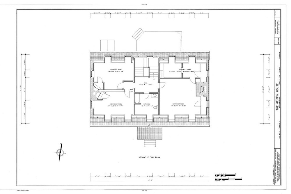 Traditional Brick Colonial Williamsburg Home, Architectural Plans, PRINTED plans