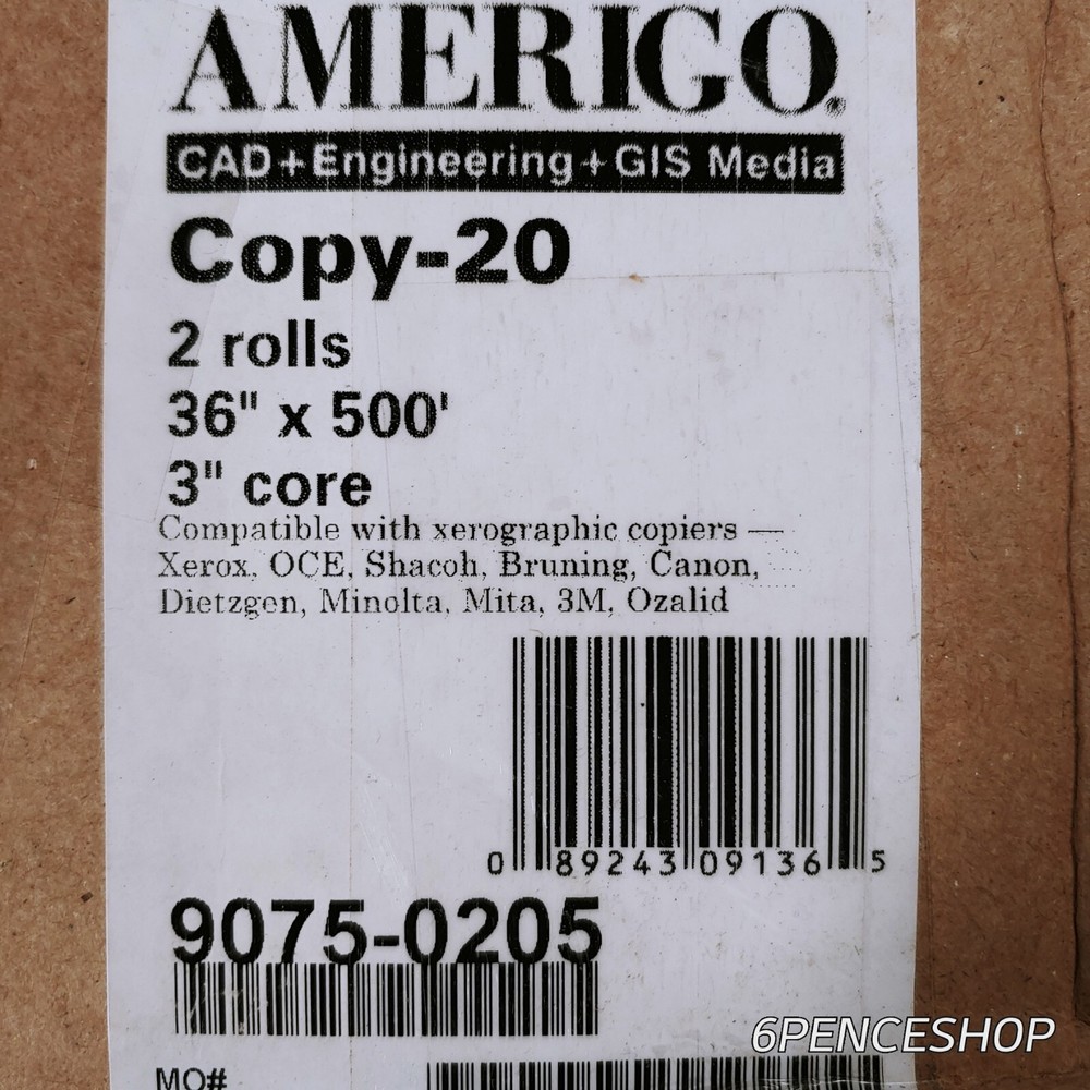 ONE ROLL: Amerigo Copy-20 09136, 36" x 500', 3" Core,