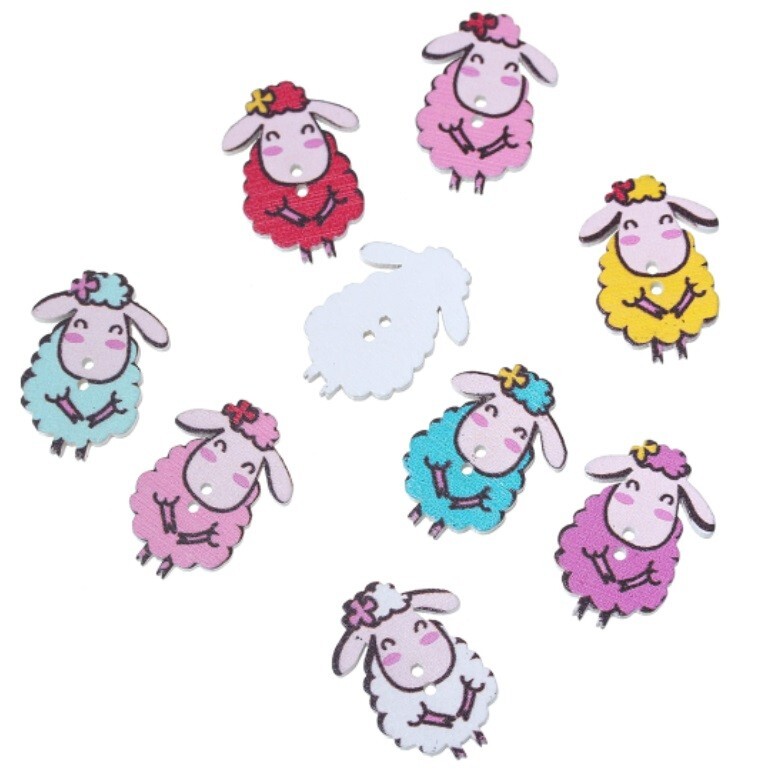 Printed Sheep Buttons - Shelly's Buttons - Sew Through - Craft Scrap Sewing