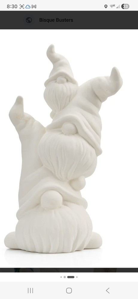 9" Tall Stack Of GnomesFigurine Ready to Paint Ceramic Bisque